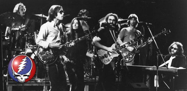 Black and white photo of the Grateful Dead.