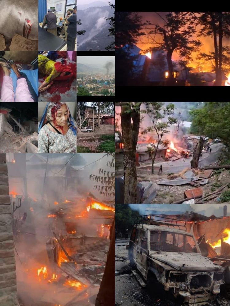 Photo of shell and bomb devastated poonch in jammu kashmir. 16 people died and many injured