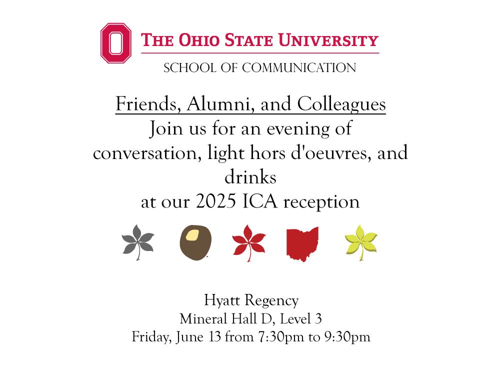 Ohio State reception tonight 7:30-9:30 in the Hyatt Regency, Level 3, Mineral D.