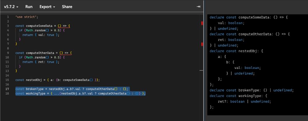 A code snippet showing the dynamic object typing issue. The code is available following the URL of the snippet in the post.
