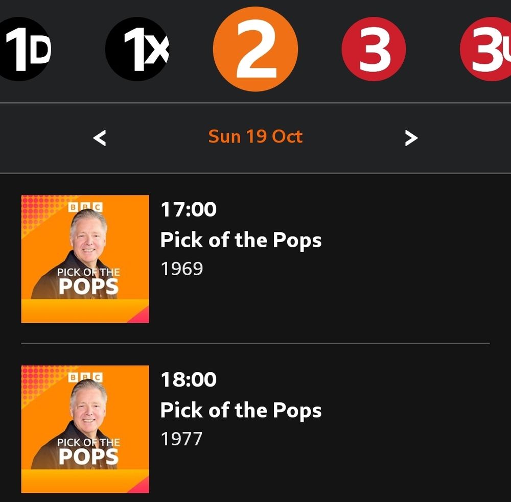 Radio Times billing for Pick of the Pops, 19 October 2025