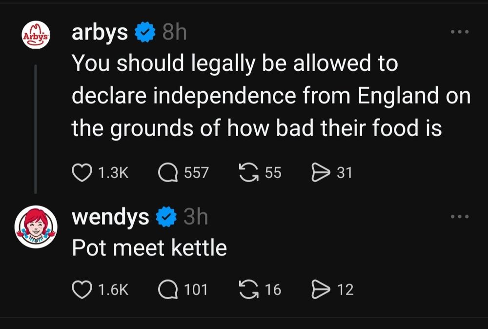 Arby's and Wendy's fast food chain social media accounts make fun of each other. 