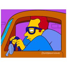 tall man in small car from the simpsons