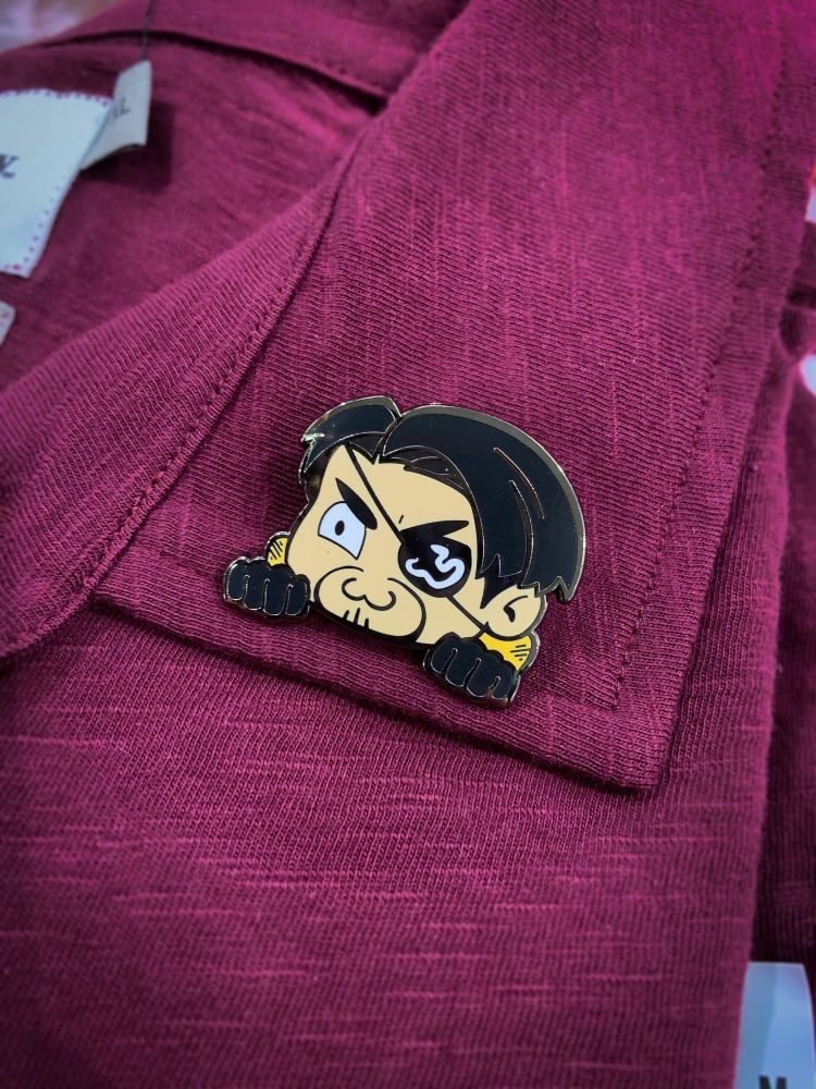 Photo of enamel pins of Majima Goro 