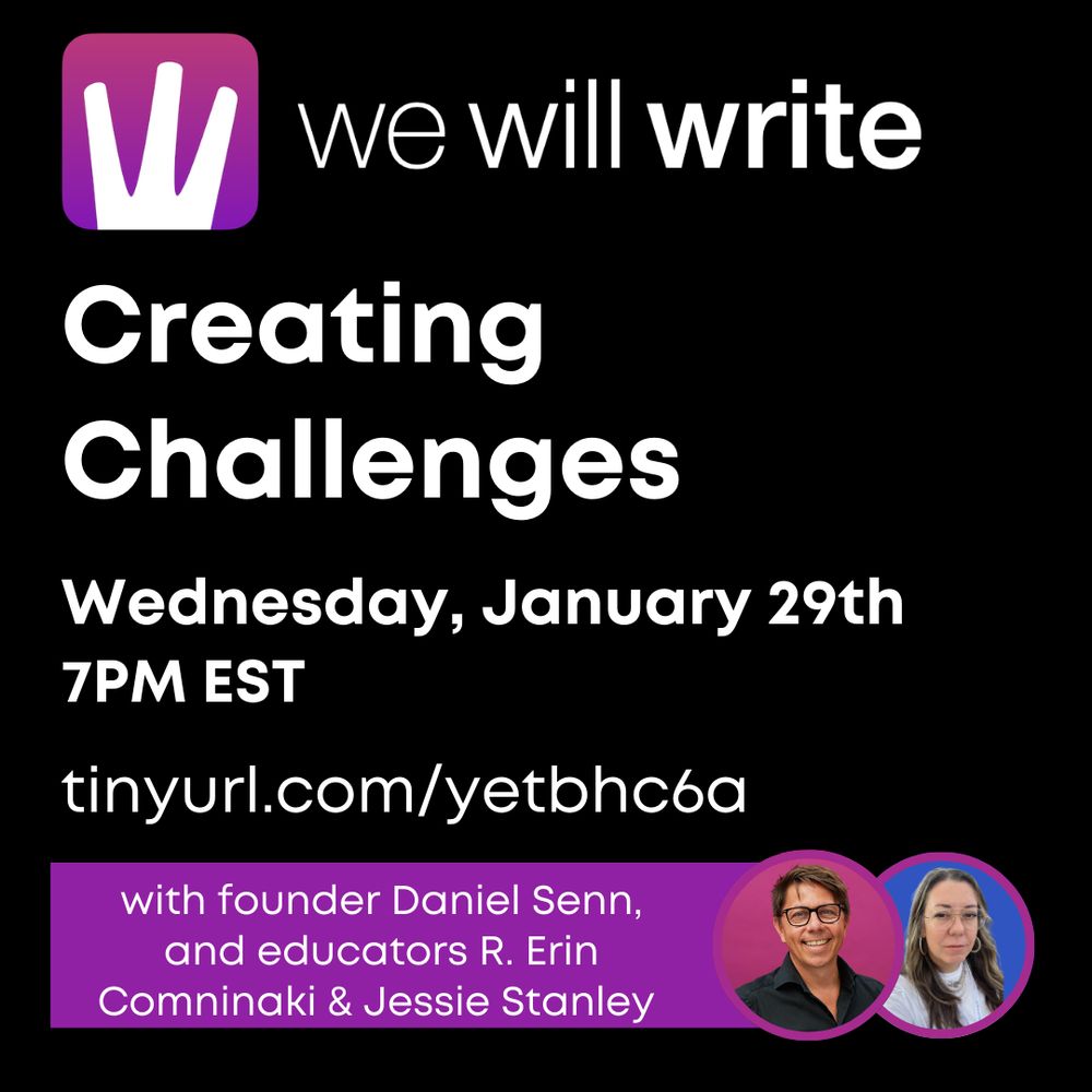 WeWillWrite Webinar hosted on Youtube. Link: tinyurl.com/yetbhc6a