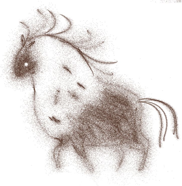 horse in a sketchy  exaggerated?  style,