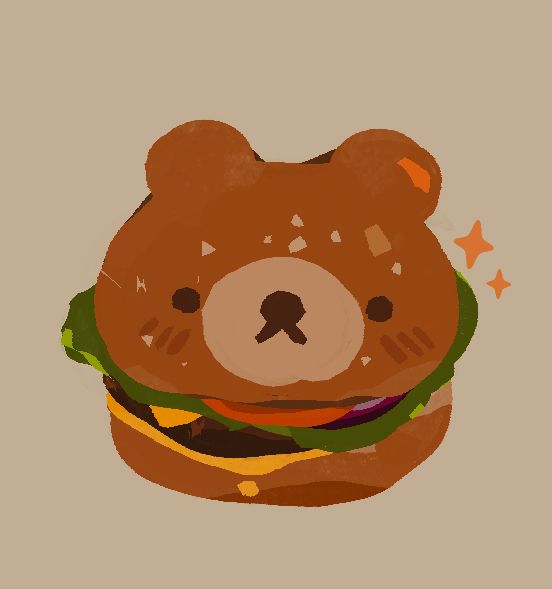 burger with  bear shaped bun