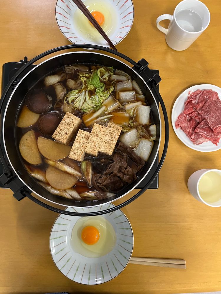 我が家のすき焼き、大根入り