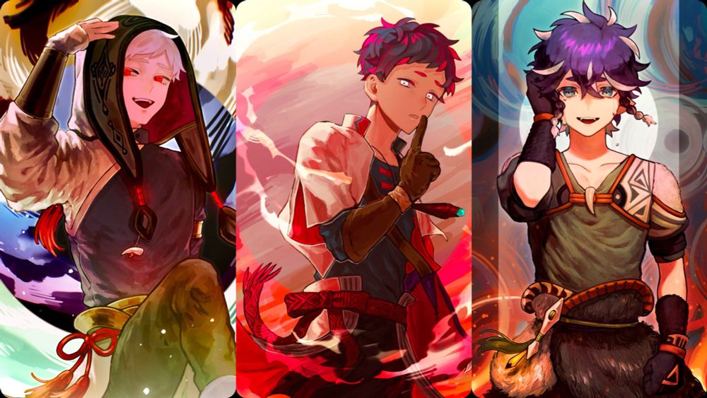 🗡️ネハ(勇者)中央
👼アルマ(魔術士)左
👿グラン(拳闘士)右