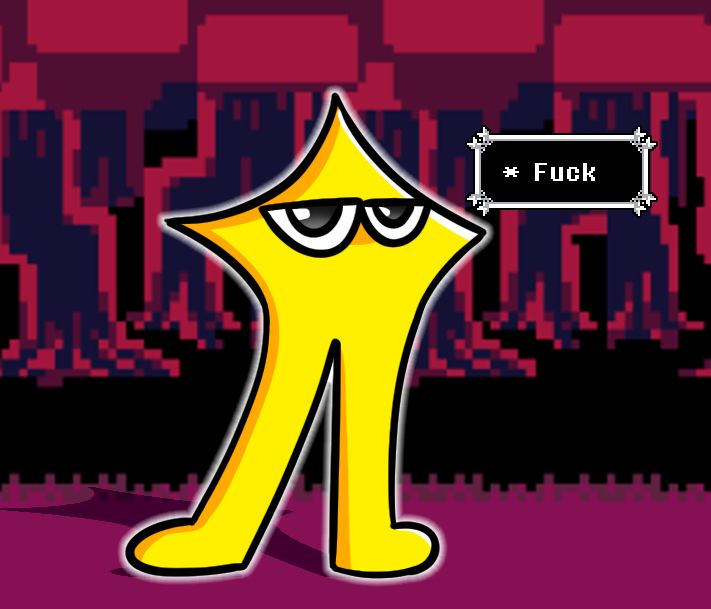 Art of The Original         Starwalker from Deltarune. It's a yellow 5 pointed star, the two bottom points being legs