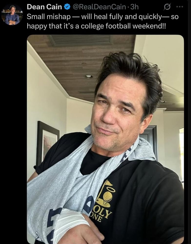 Dean Cain hurt & arm in a sling 