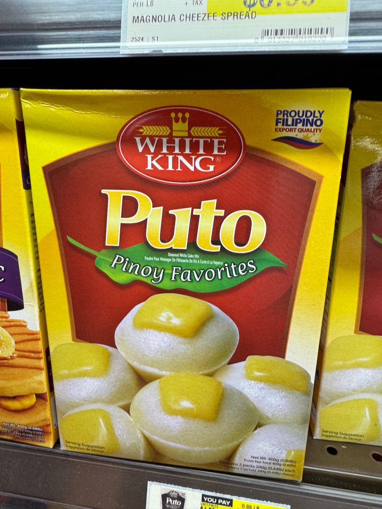A Filipino treat labeled “Puto”
