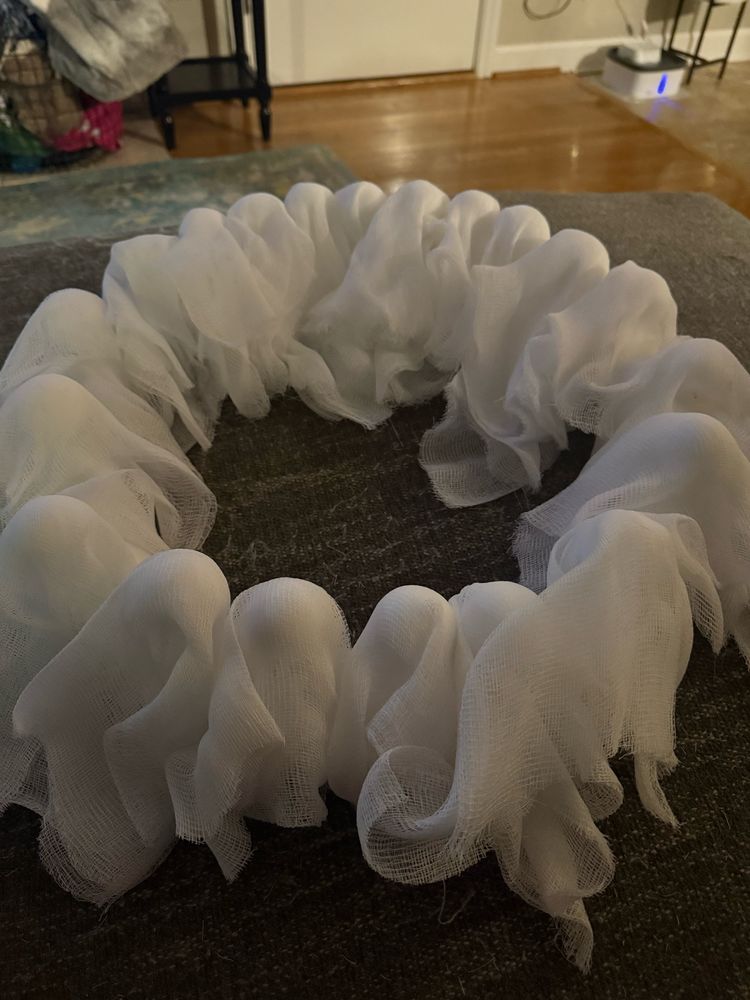 Styrofoam wreath with many ghosts… All the way around…