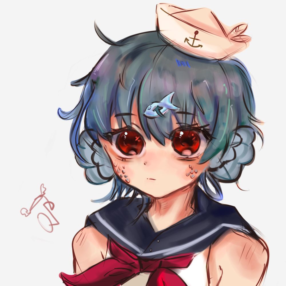 A cute fish boy who wear a shirt , oc made by my frd who is having a birthday 🎂 .