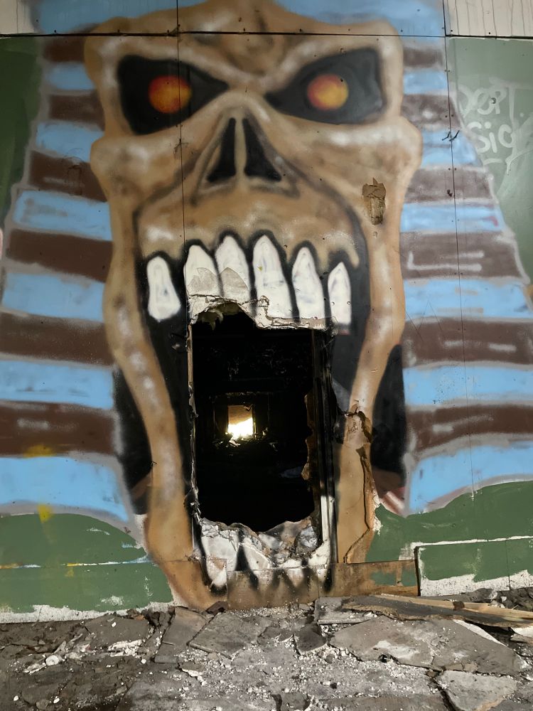 same piece, but from a lower angle where you can see light from the other side of the room shining through the mouth 