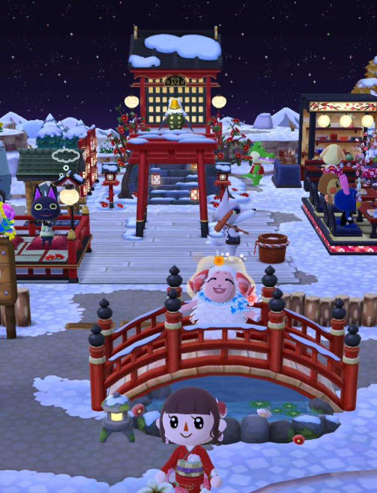 和風テイストのポケ森のイラスト