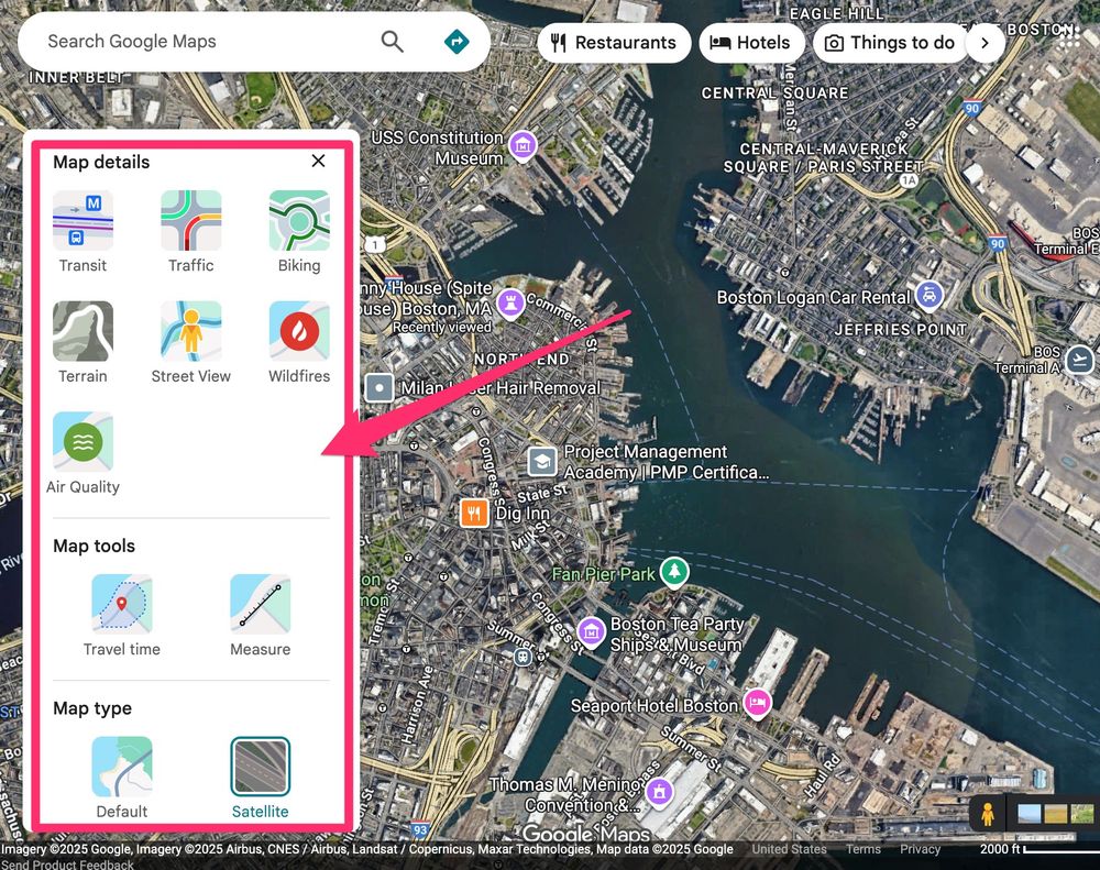 Google Maps: Layers -> More form