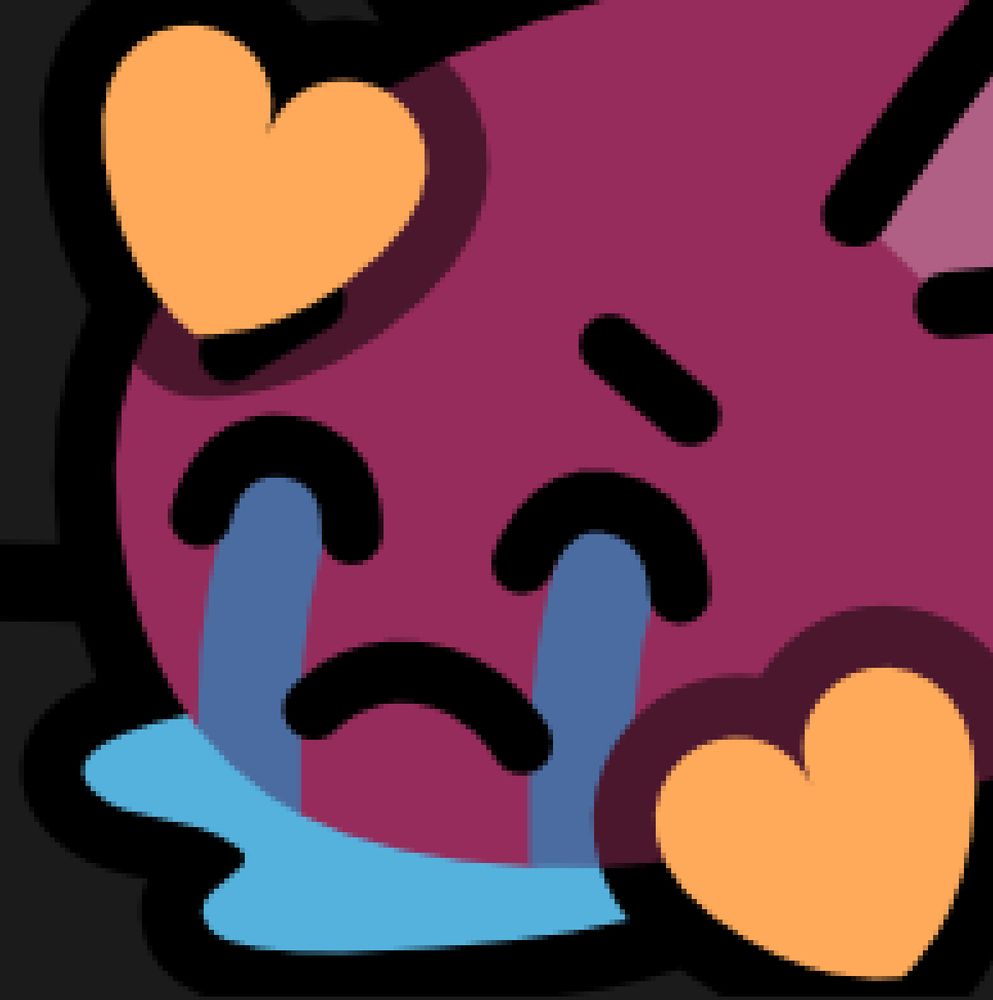 Close-up of Eggbug (Cohost mascot) crying, with two hearts of sympathy for their sadness hovering around them.