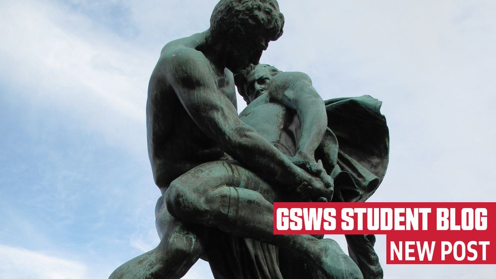 GSWS Student Blog: New Post
Photo: A statue in Göteburg, Sweden depicting two male figures grappling. Photo by Reema Faris, 2015.