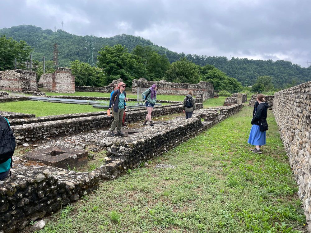 Dr. Huntley talking about the Roman theater.