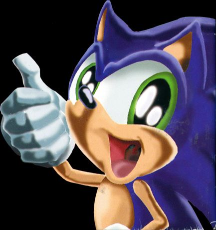 Art of Sonic giving a thumbs up, drawn by Ken Penders.