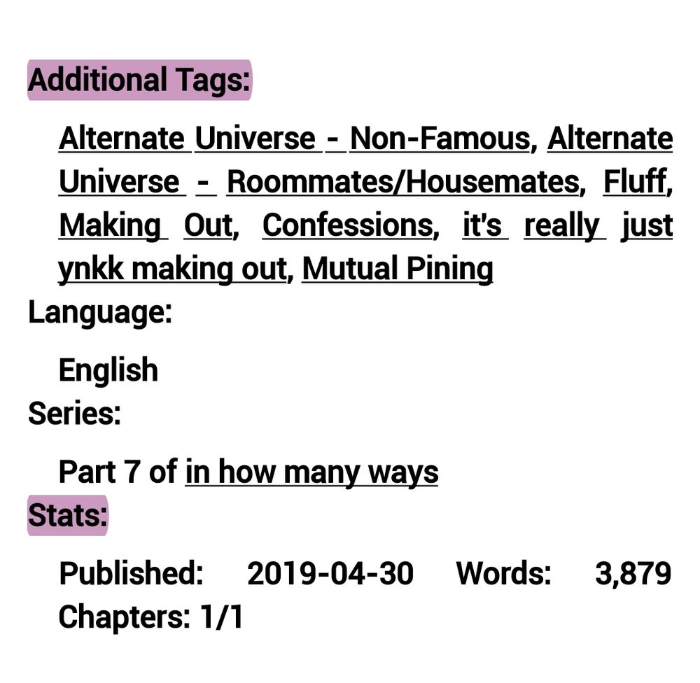 ADDITIONAL TAGS:

Alternate Universe - Non-Famous, Alternate Universe - Roommates/Housemates, Fluff, Making Out, Confessions, it's really just ynkk making out, Mutual Pining

LANGUAGE: English

SERIES: Part 7 of in how many ways

STATS:
Published: 2019-04-30
Words: 3,879 Chapters: 1/1 

#yoonkookau #btsfic #btsficrec