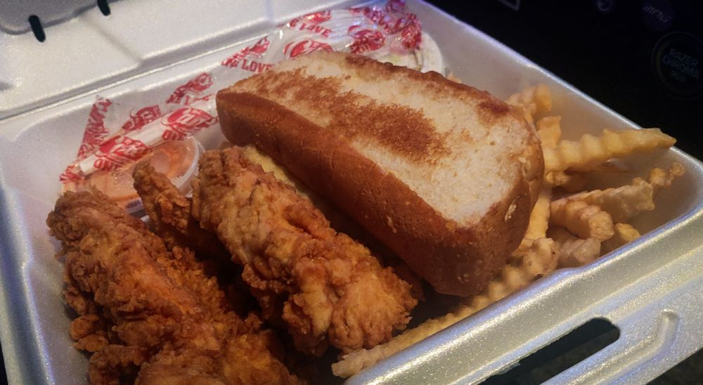 Raising Cane's 4 piece chicken box combo. 💯 to cause a crippling addiction to Raising Cane's. 