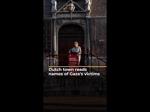 Residents in Dutch town read names of Gaza's victims | AJ#shorts