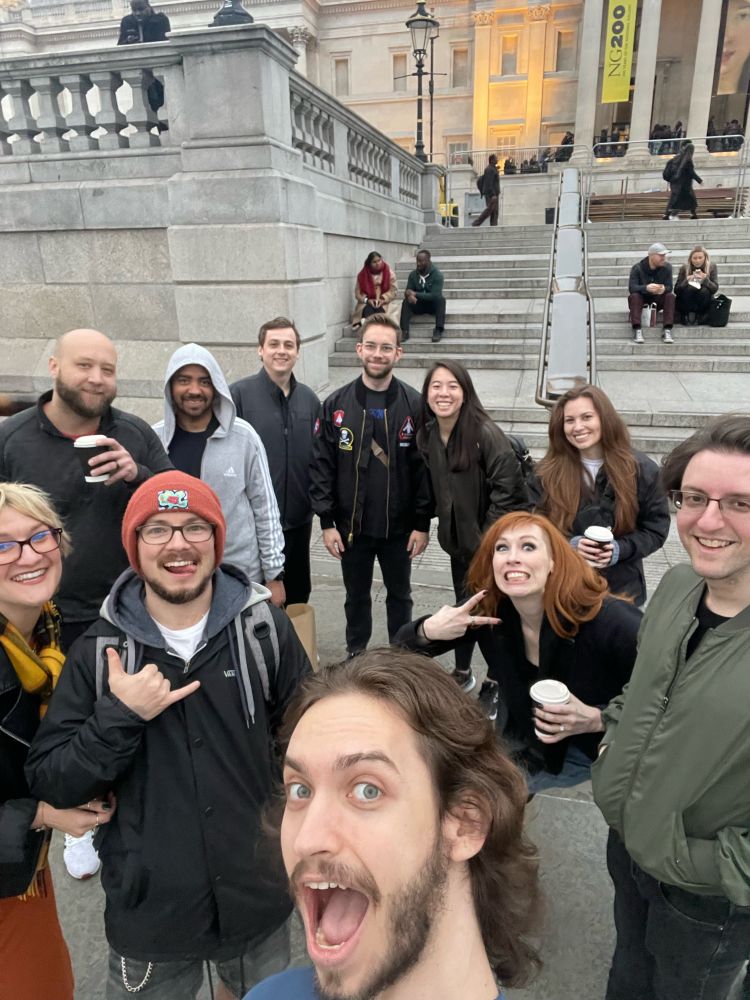 I said “guys let’s take a picture! After we had just walked probably 2 miles from the natural history museum to Piccadilly square where we had lunch. This was at the national gallery, we didn’t go inside because there was a line but we did take this picture on the steps!