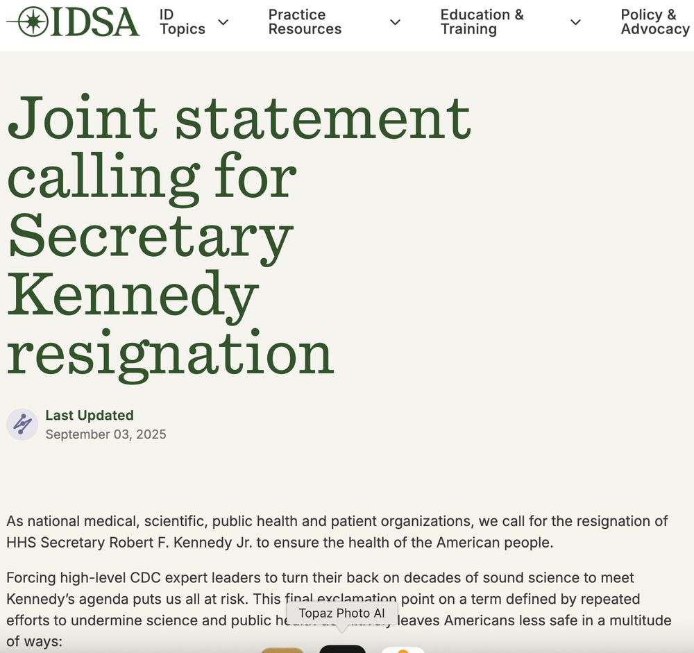 Screen shot with 1st two paragraphs of joint statement calling for resignation of RFK Jr.