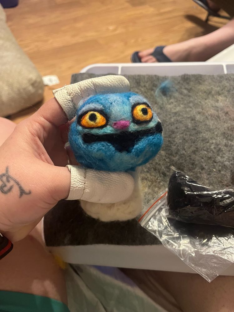 Needle felt of derpy tiger work in progress