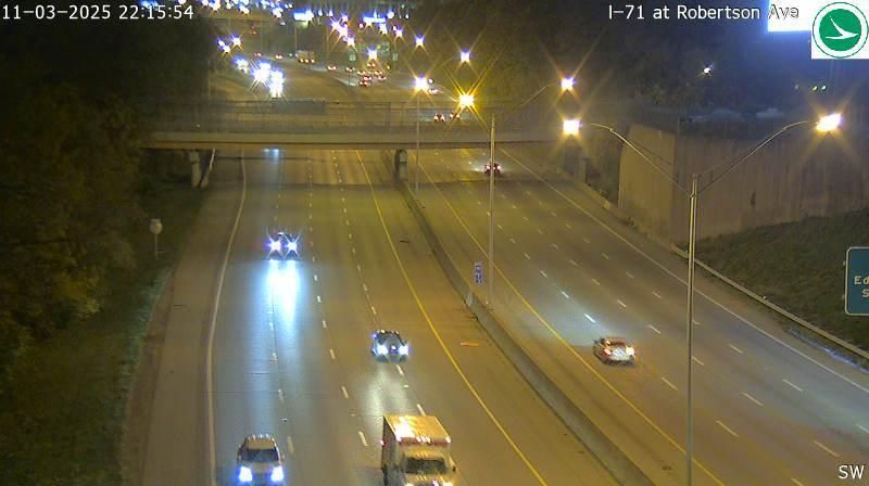 Typically shows a road or highway in Ohio with or without vehicles from a traffic camera.