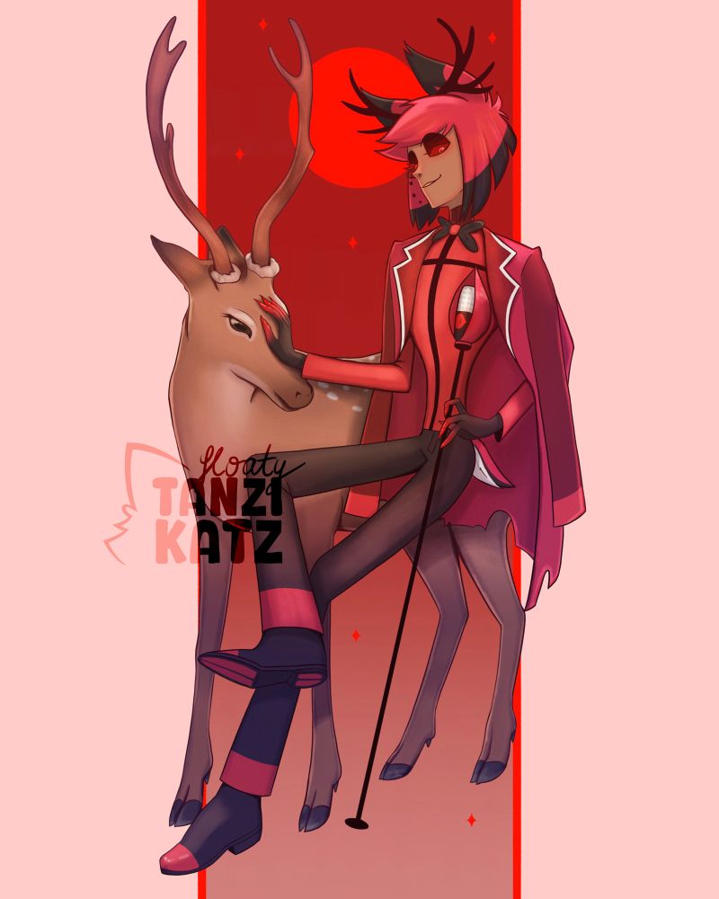 Alastor from Hazbin Hotel with a deer