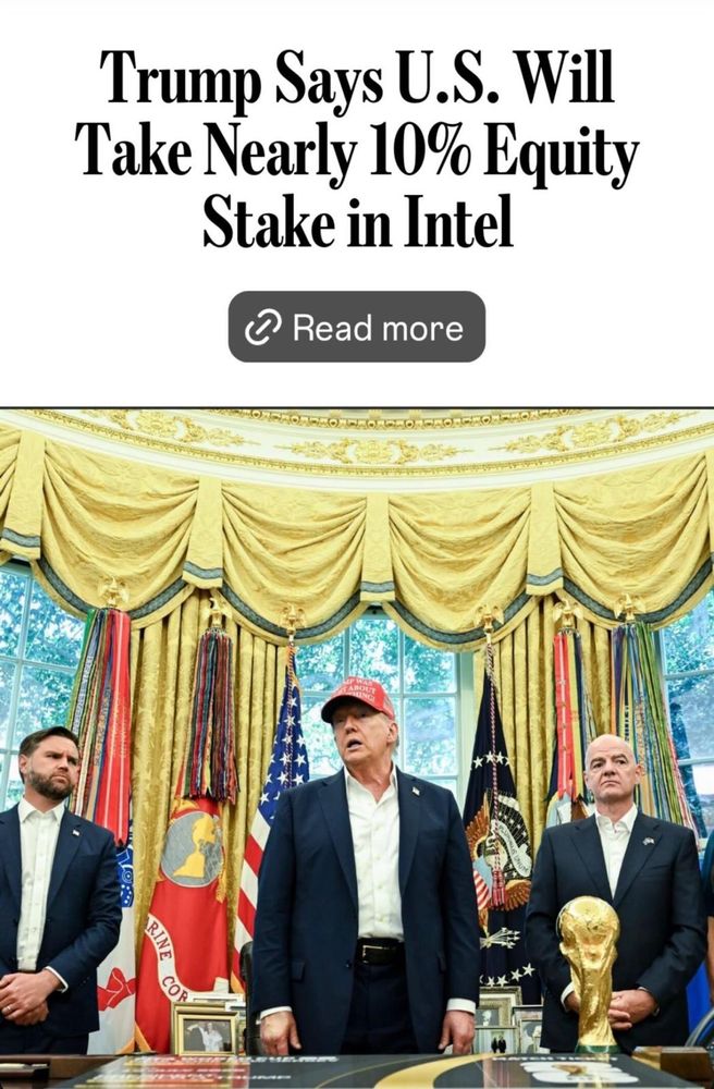 Us govenrment take 10% stake in Intel