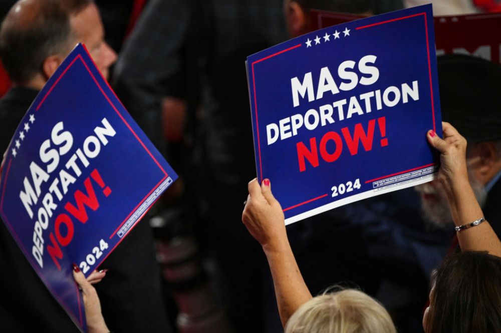 "Mass Deportation NOW!" signs at the Republican National Convention, 7/17/24