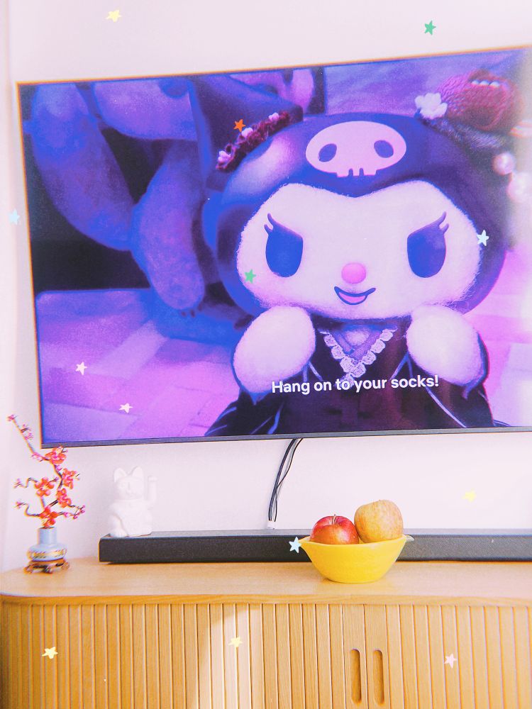 photo of tv with Kuromi on it