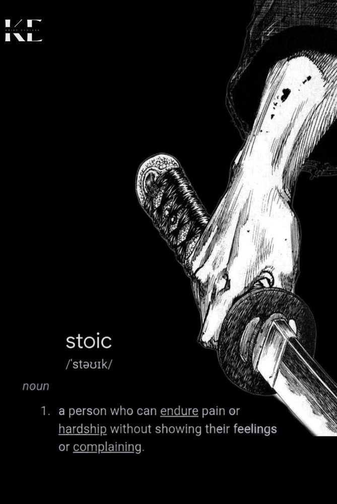 stoic

a person who can endure pain or hardship without showing their feelings or complaining.

This word strangely shake me a bit.