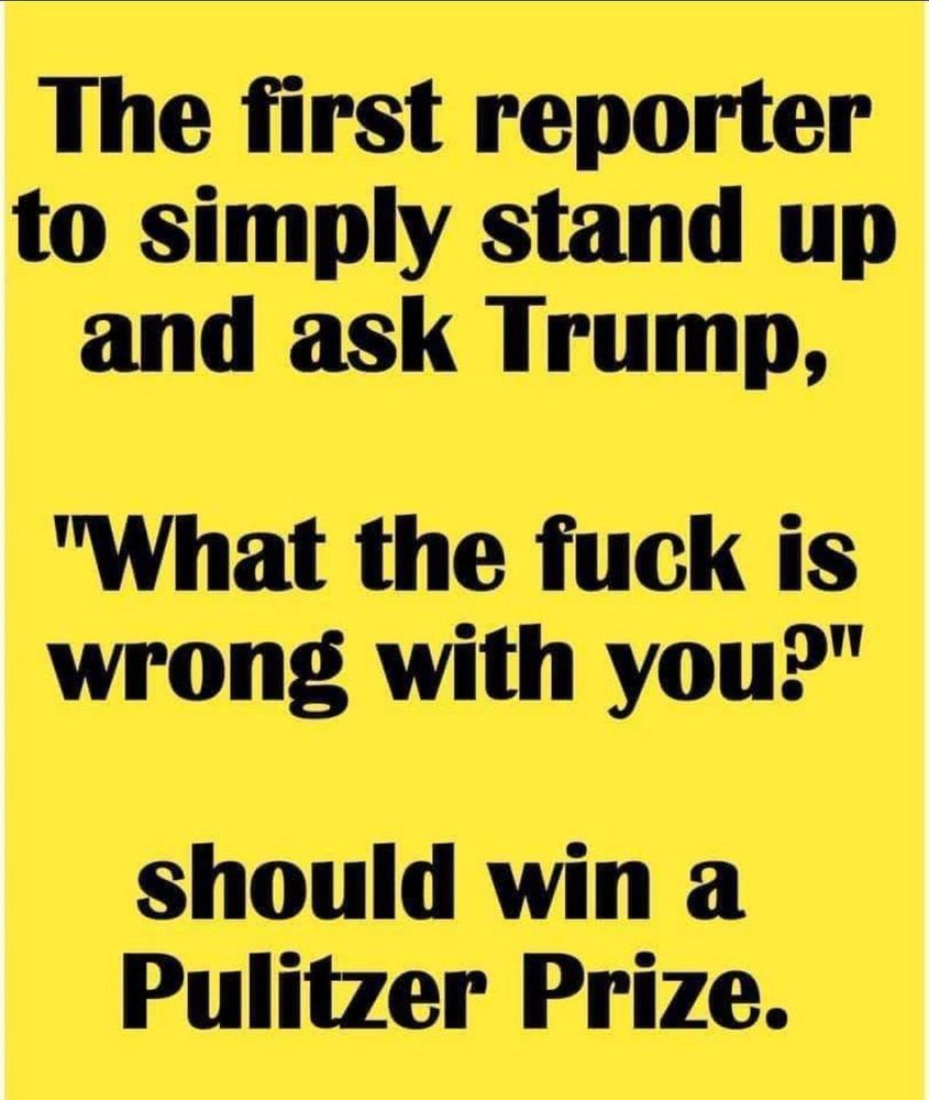 The first reporter to simply stand up and ask Trump, "What the fuck is wrong with you?" should win a Pulitzer Prize.