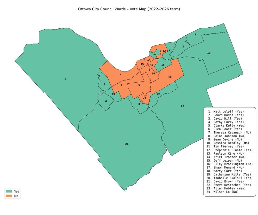 Ottawa City Council Wards - Vote Map (2022-2026 term)