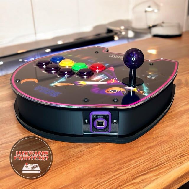 Top view of the stick showing the usb b jack for the fight stick 