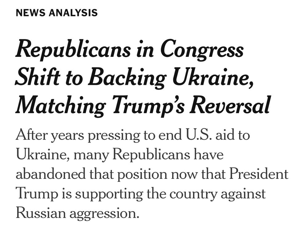 NYT, July 15, 2025: Republicans in Congress Shift to Backing Ukraine, Matching Trump’s Reversal
After years pressing to end U.S. aid to Ukraine, many Republicans have abandoned that position now that President Trump is supporting the country against Russian aggression.