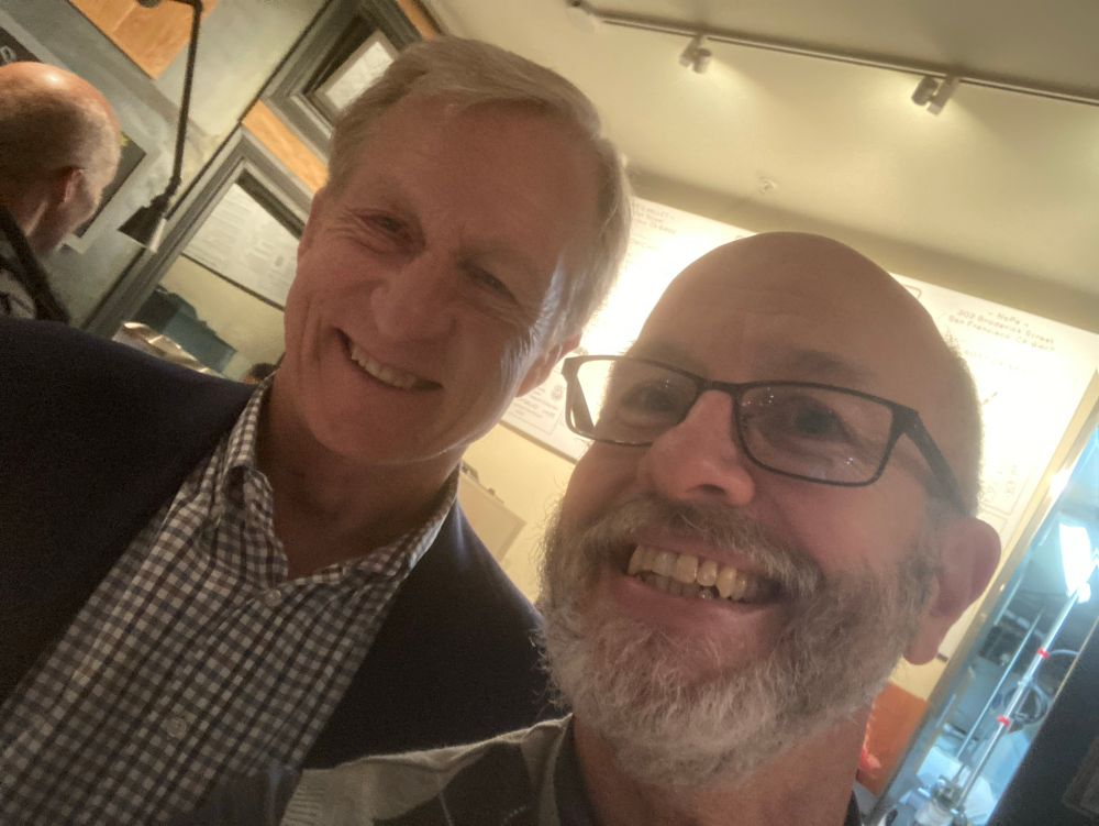 Tom Steyer and Matt Carton bumping into one another. Again. But that’s another story.