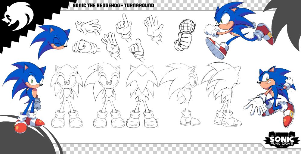 Sonic reference sheet for my Sonic Friday Night Funkin (FNF) mod