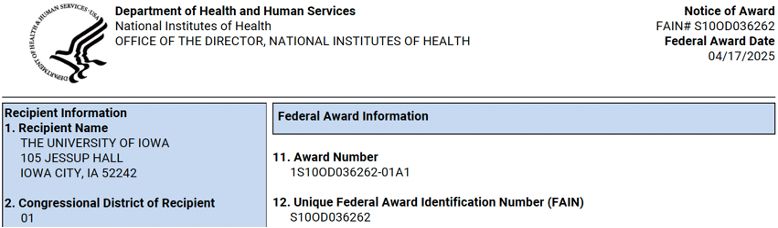 NIH award notice