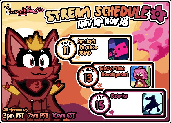 A visual representation of the stream schedule as outlined in the post itself.