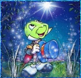 Jiminy Cricket wishing upon a star,
