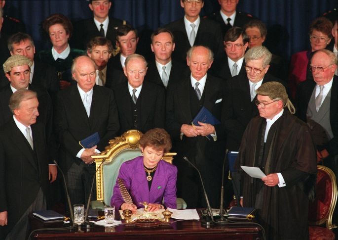 Mary Robinson is inaugurated as President of Ireland on this date in 1990.