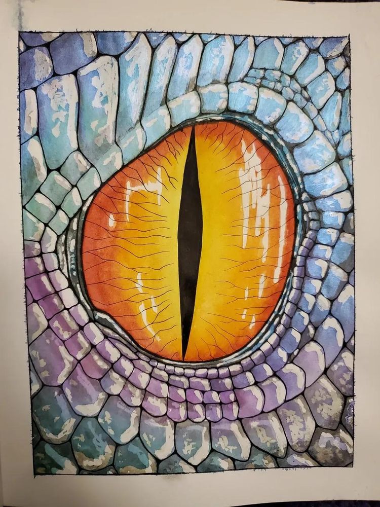 Reptile eye with watercolors
