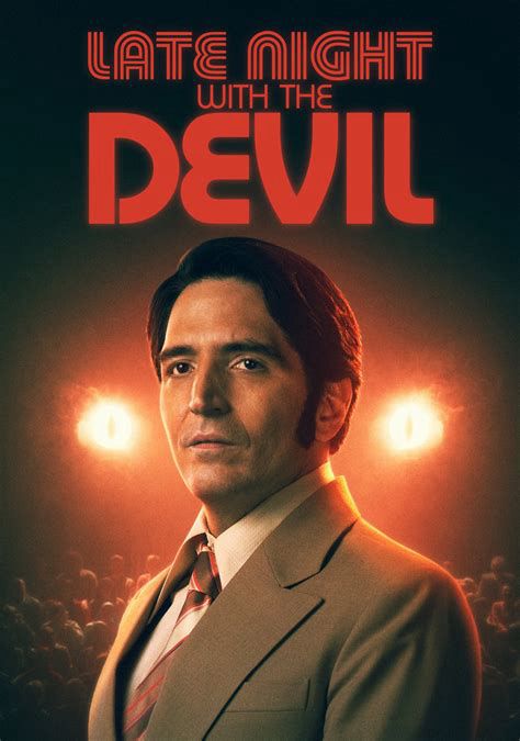 Poster for Late Night With The Devil. Features David Dastmalchian in his late night suit. 