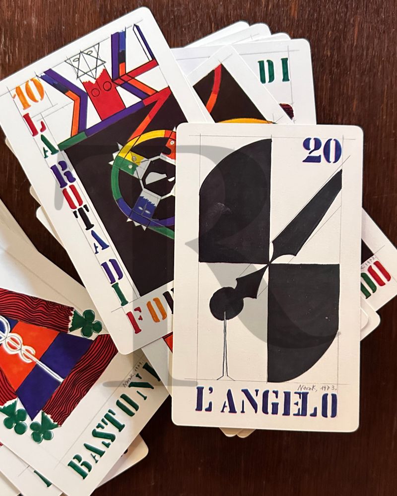 Tarot cards on a wooden table. 